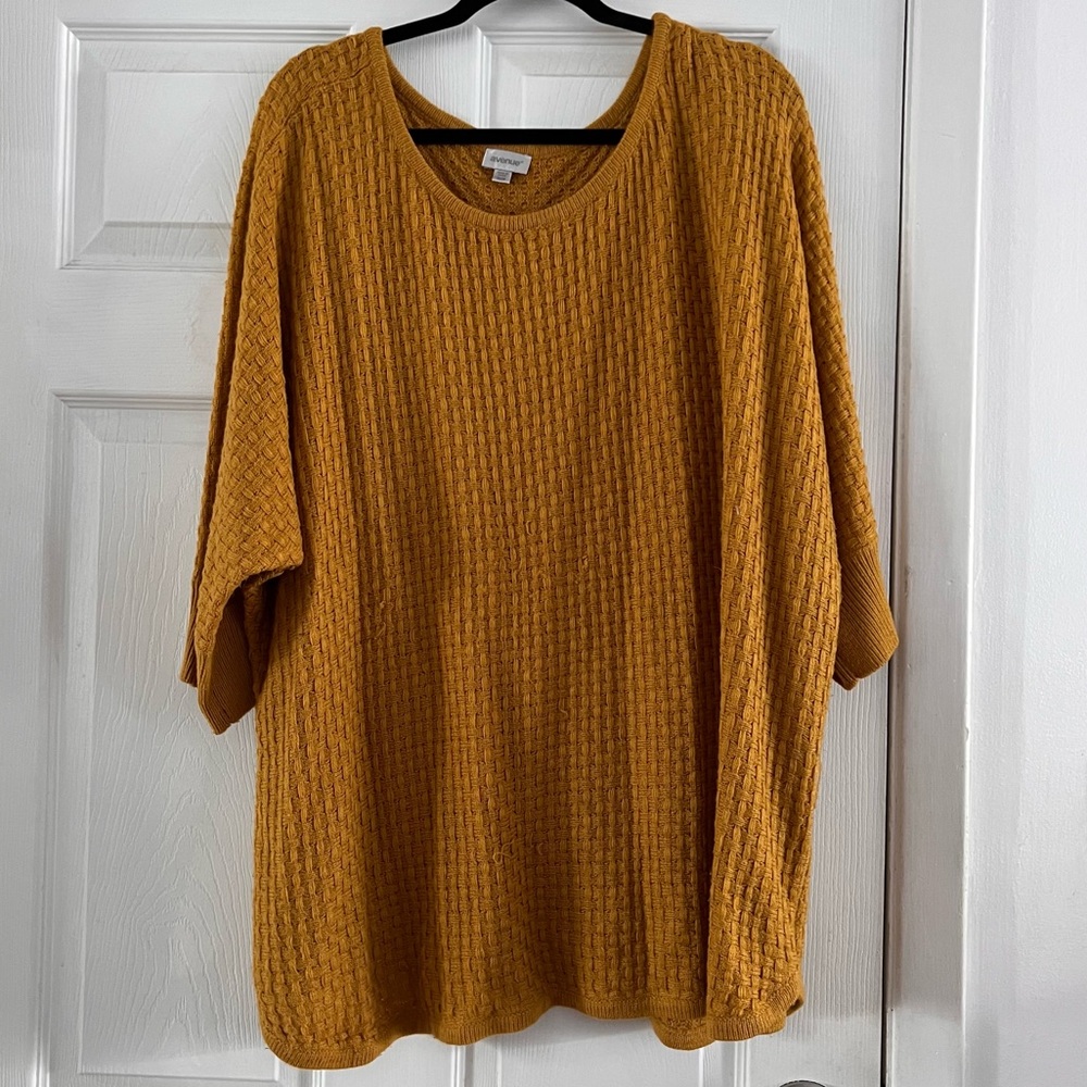 Avenue Mustard Knit Pullover Plus Size 26/28